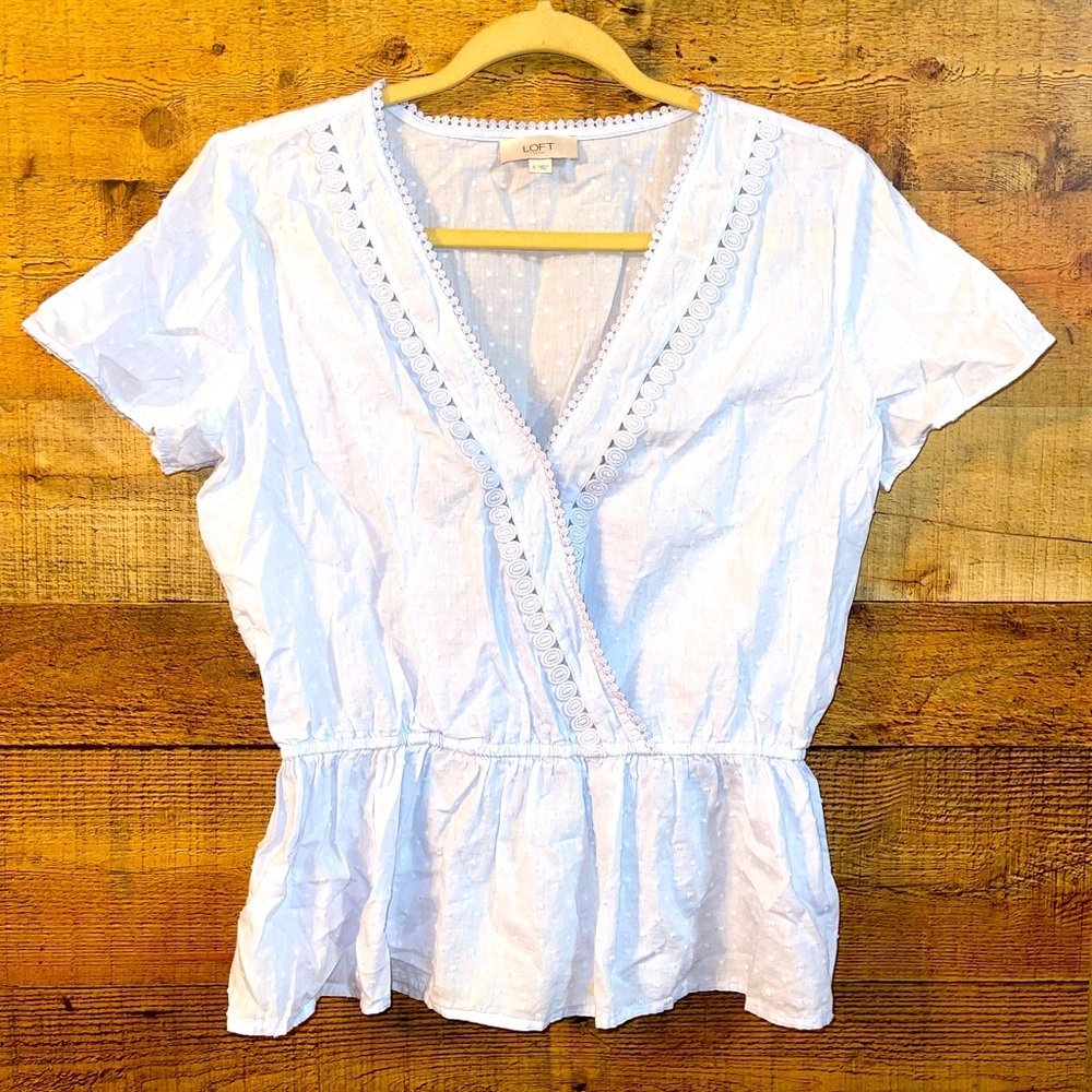 Loft polka dot ruffle blouse